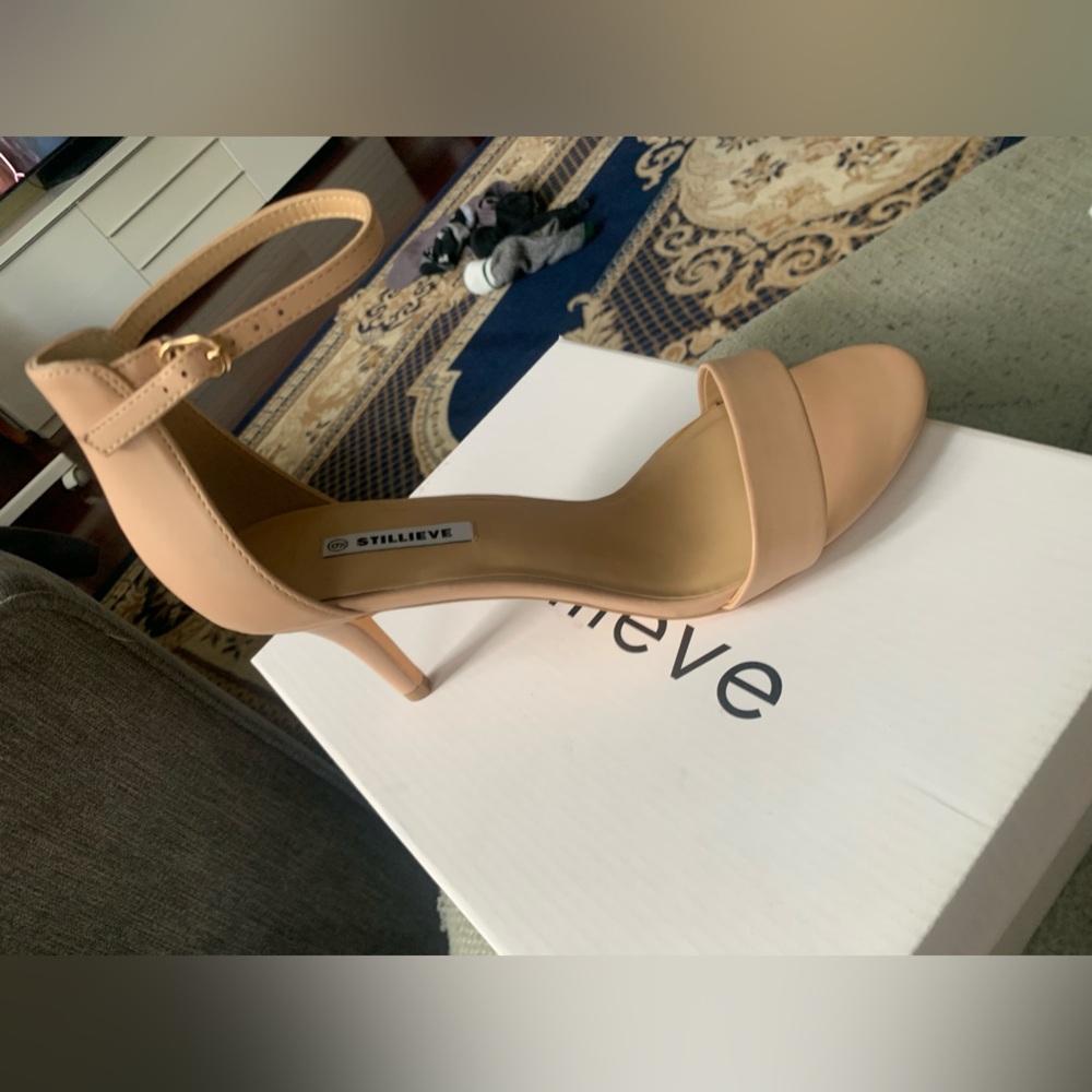 Nude PU STILLIEVE Women's Ankle Strap Heel Sandal Size 9 and 10 available